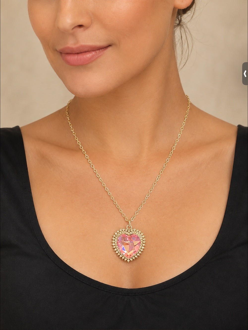 Elegant Chain Necklace with Pink Heart Pendant